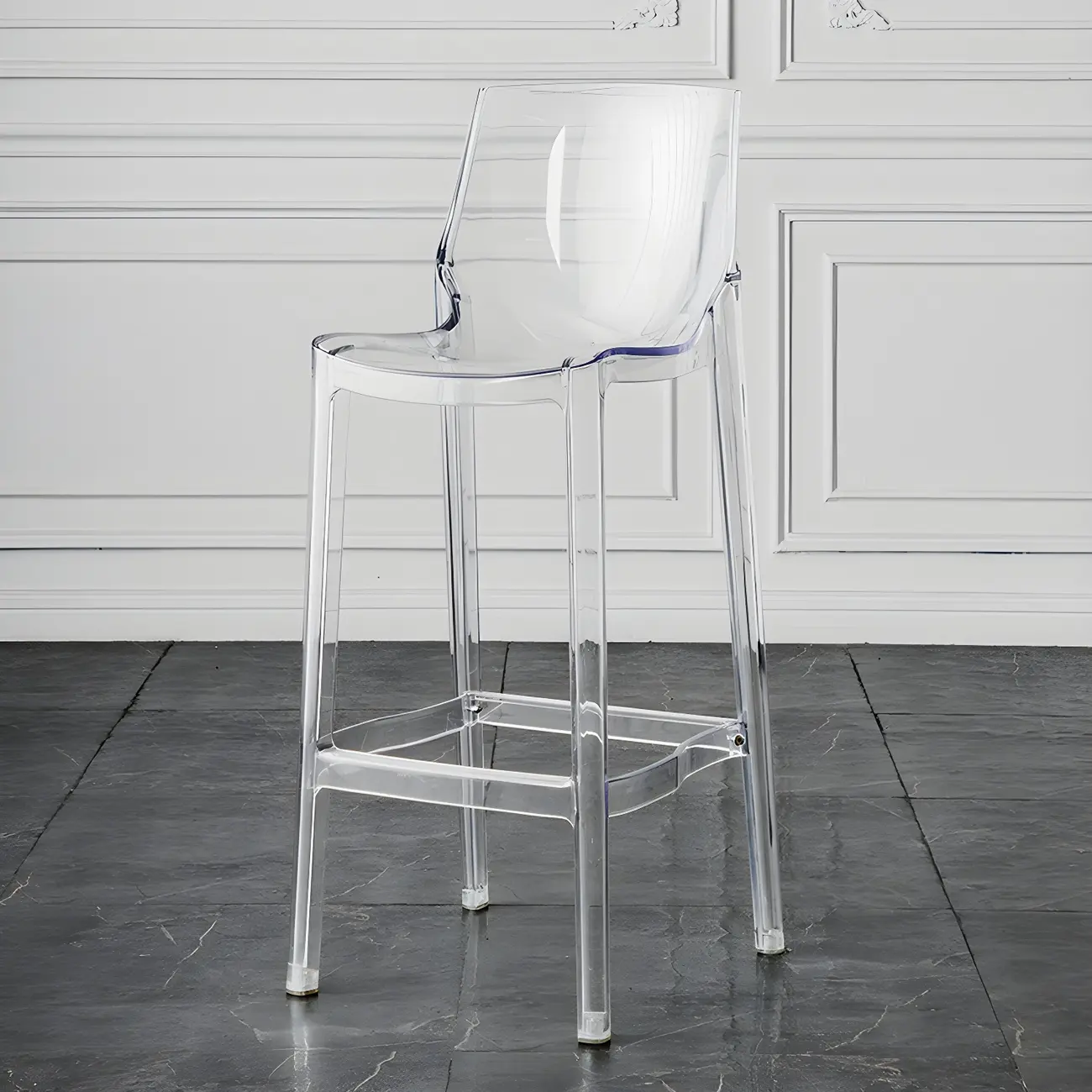 Modern Acrylic Transparent Chic Rectangle Durable Bar Stool Image - 15 | homeyfad