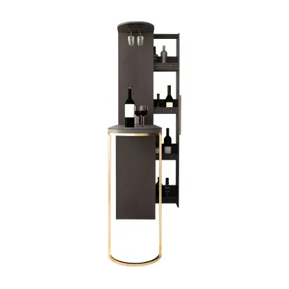 Modern Adjustable Bar Table with Wine Cabinet for Home Image - 5