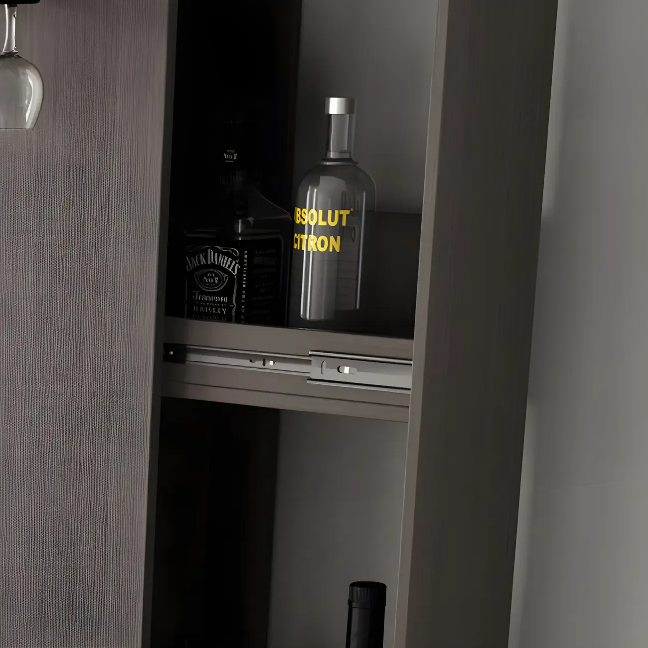 Modern Adjustable Bar Table with Wine Cabinet for Home Image - 7