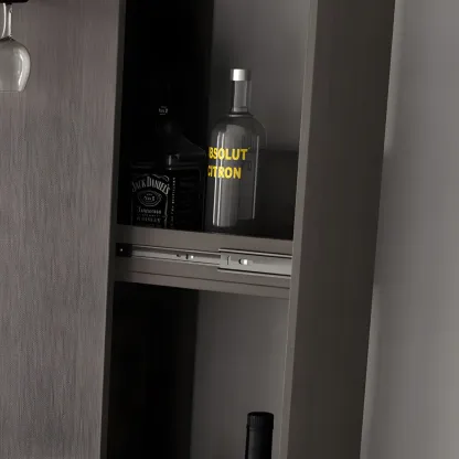 Modern Adjustable Bar Table with Wine Cabinet for Home Image - 7