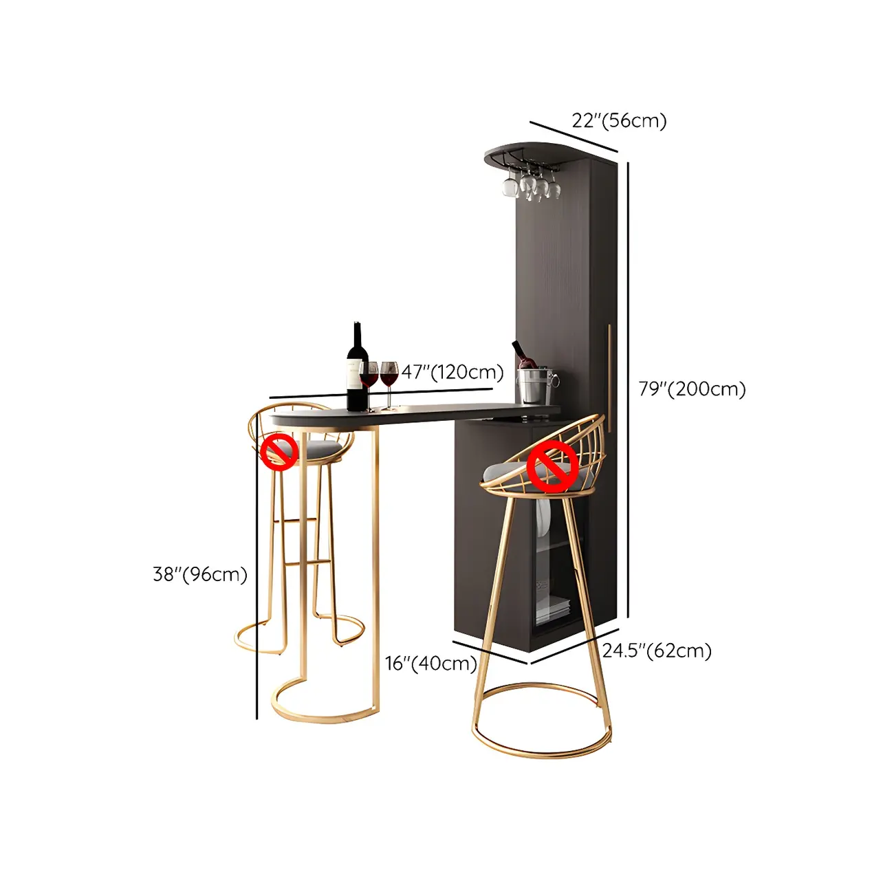 Modern Adjustable Bar Table with Wine Cabinet for Home #size | homeyfad