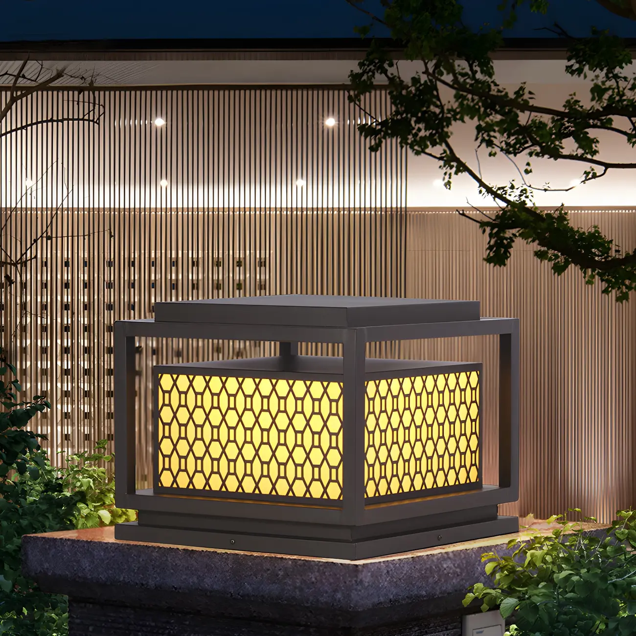 Metal Grid Cage Solar Post Cap Light Image - 5 | homeyfad