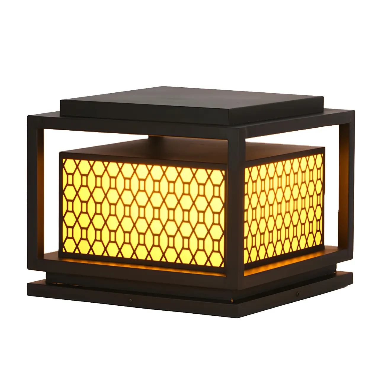 Metal Grid Cage Solar Post Cap Light Image - 6 | homeyfad