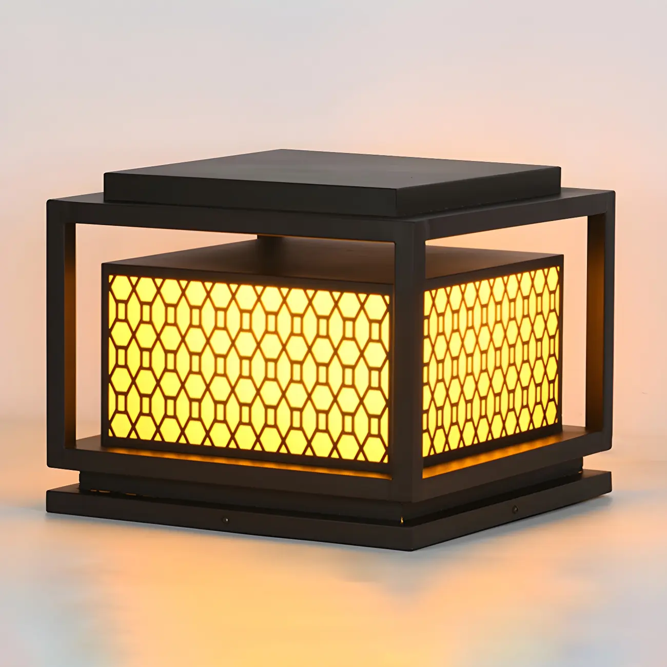 Metal Grid Cage Solar Post Cap Light Image - 7 | homeyfad