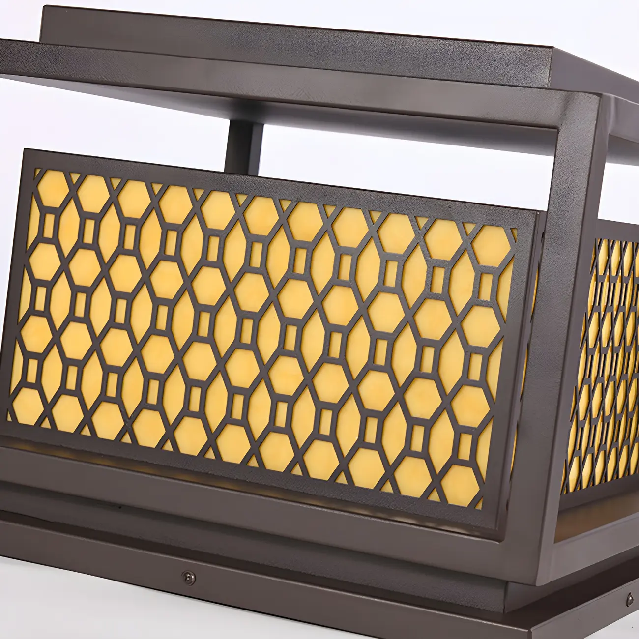 Metal Grid Cage Solar Post Cap Light Image - 10 | homeyfad