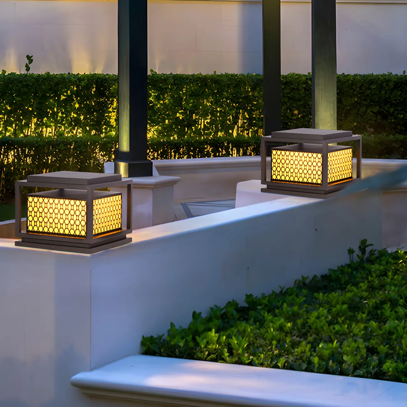 Metal Grid Cage Solar Post Cap Light Image - 15 | homeyfad