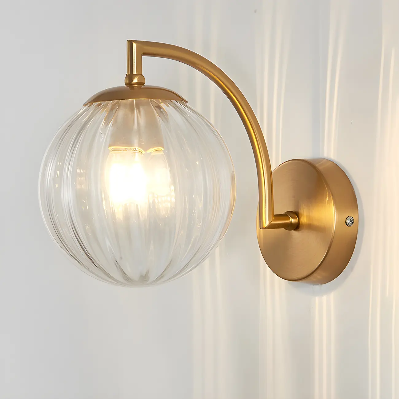 Mini Modern Globe Glass Metal Arc Vanity Wall Light Image - 8 | homeyfad