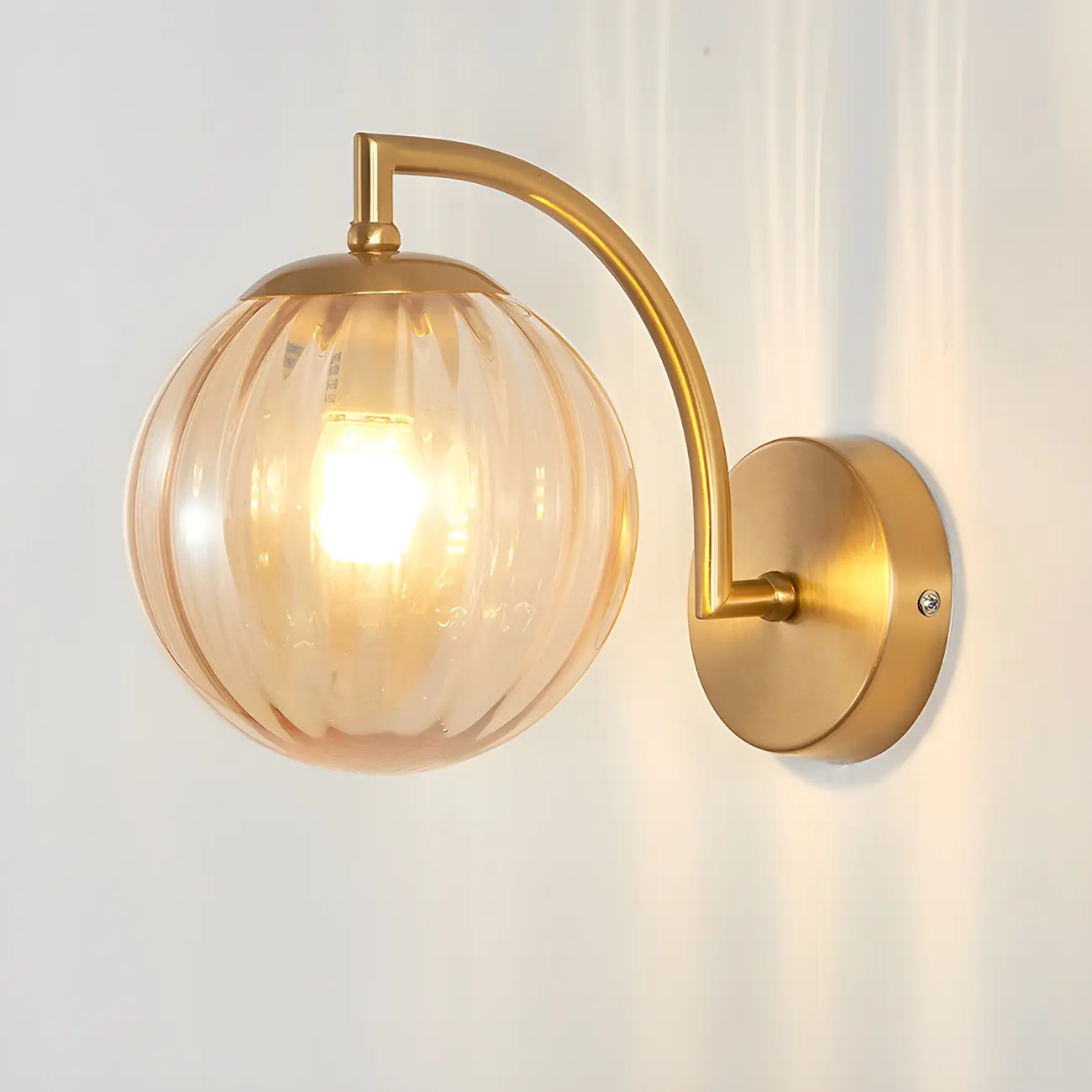 Mini Modern Globe Glass Metal Arc Vanity Wall Light Image - 9 | homeyfad