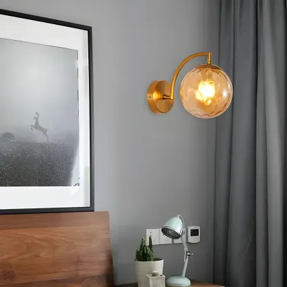 Mini Modern Globe Glass Metal Arc Vanity Wall Light Image - 7