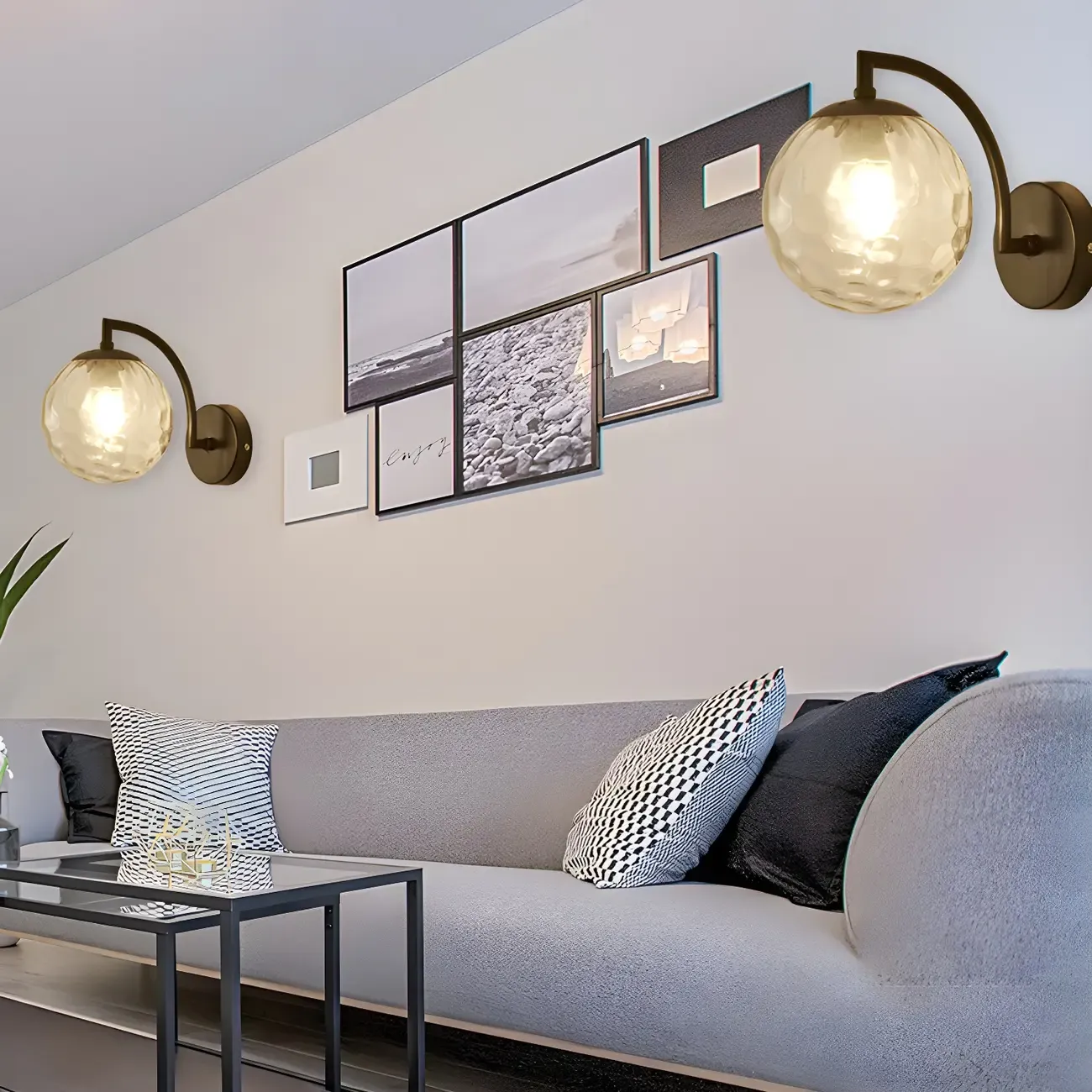 Mini Modern Globe Glass Metal Arc Vanity Wall Light Image - 3