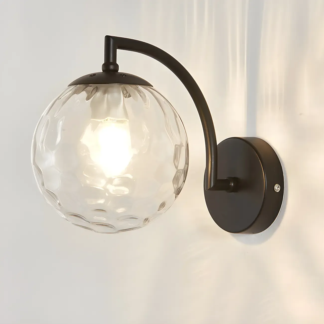 Mini Modern Globe Glass Metal Arc Vanity Wall Light Image - 13