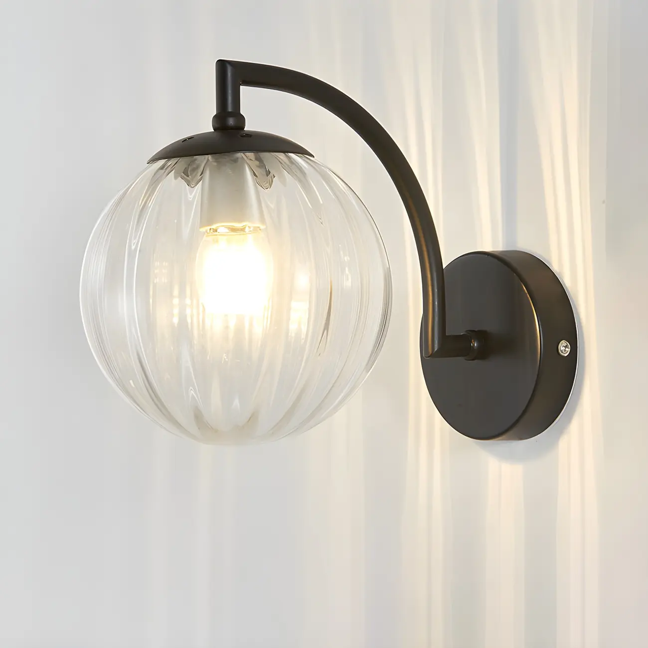 Mini Modern Globe Glass Metal Arc Vanity Wall Light Image - 14 | homeyfad