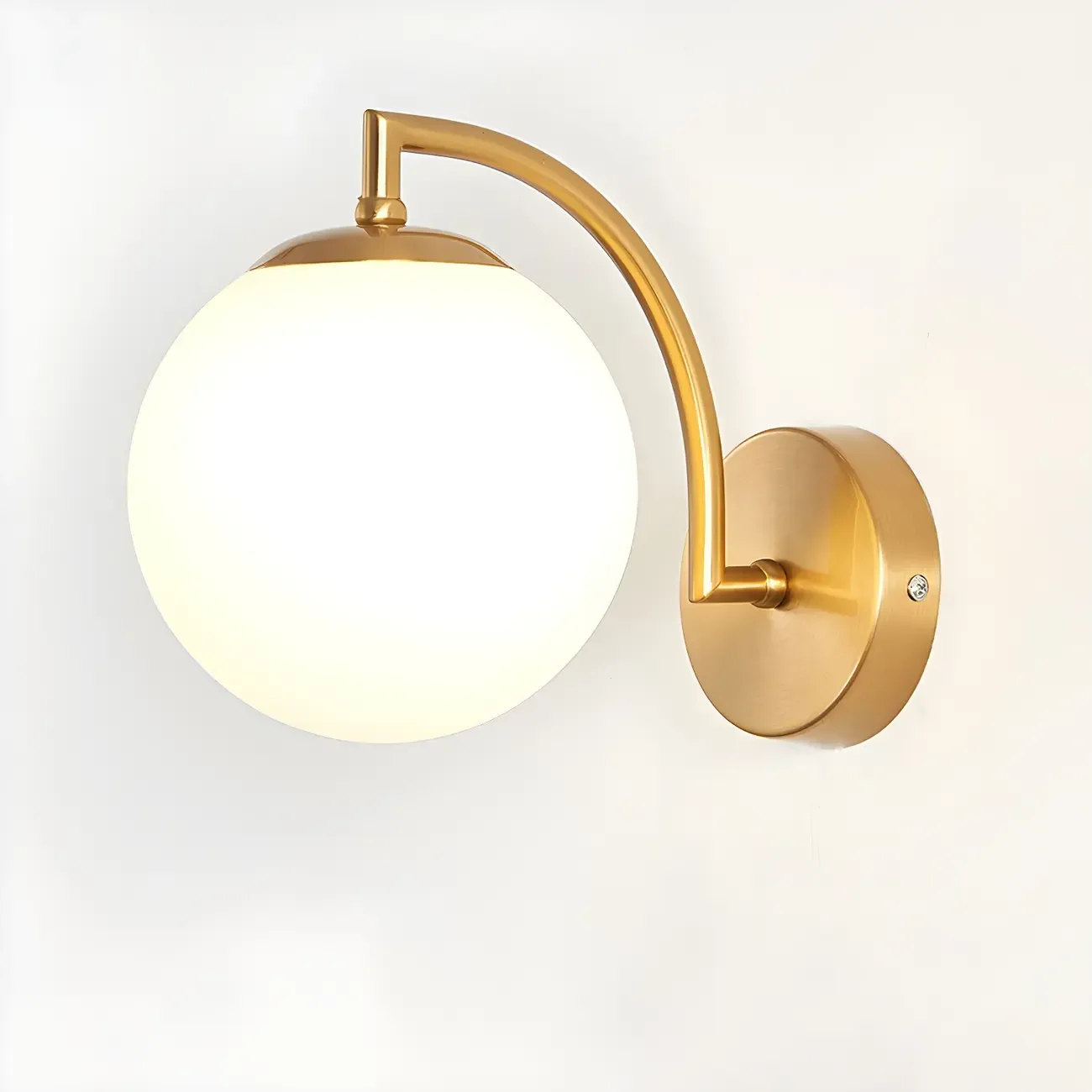 Mini Modern Globe Glass Metal Arc Vanity Wall Light Image - 15