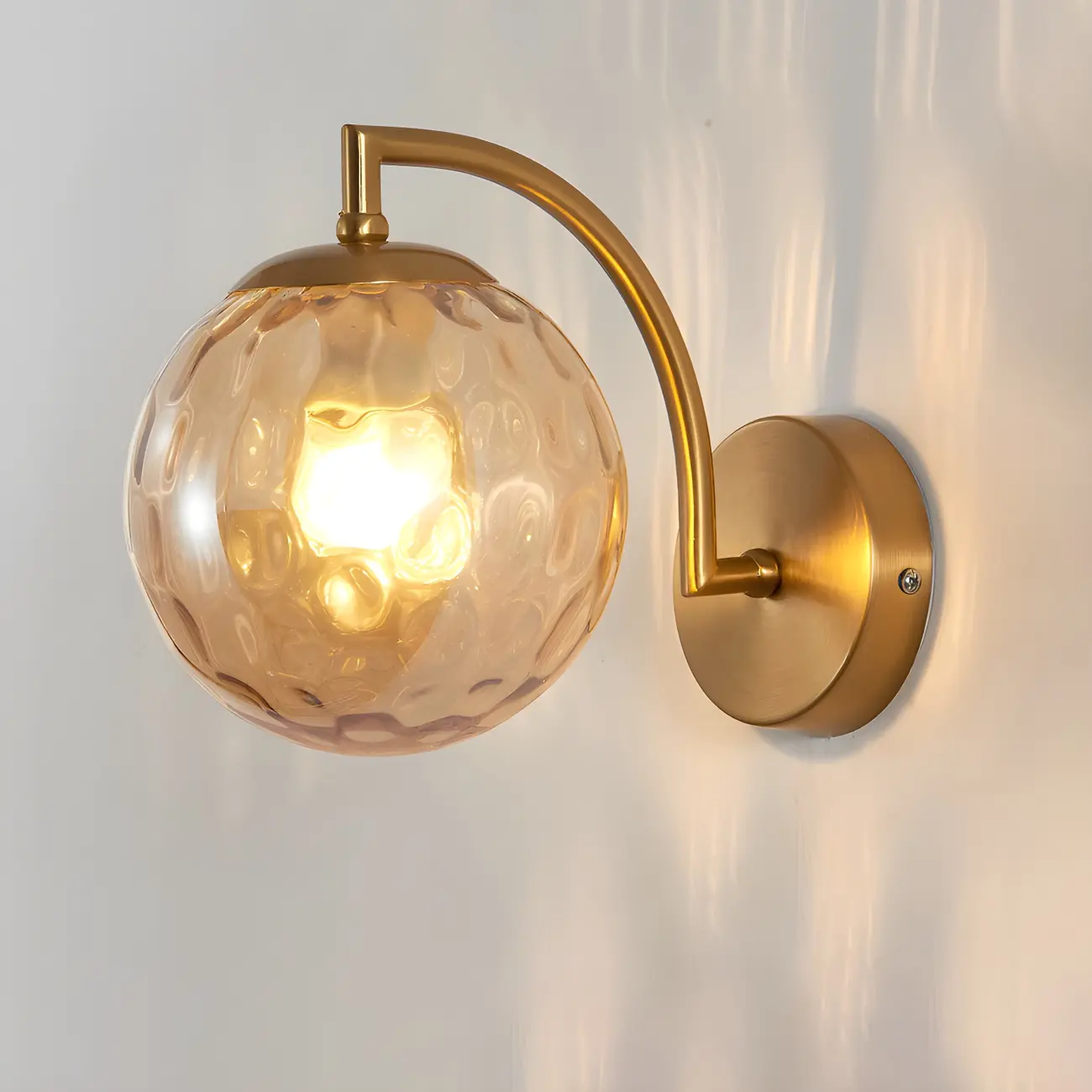 Mini Modern Globe Glass Metal Arc Vanity Wall Light Image - 16 | homeyfad