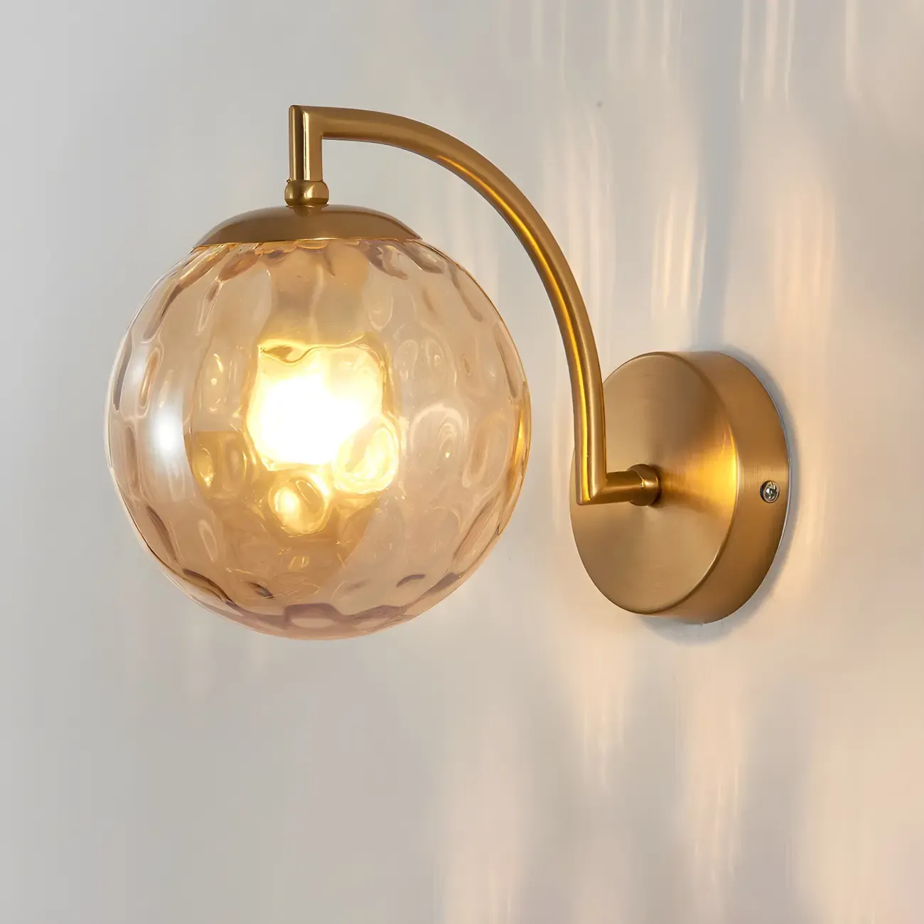 Mini Modern Globe Glass Metal Arc Vanity Wall Light Image - 16