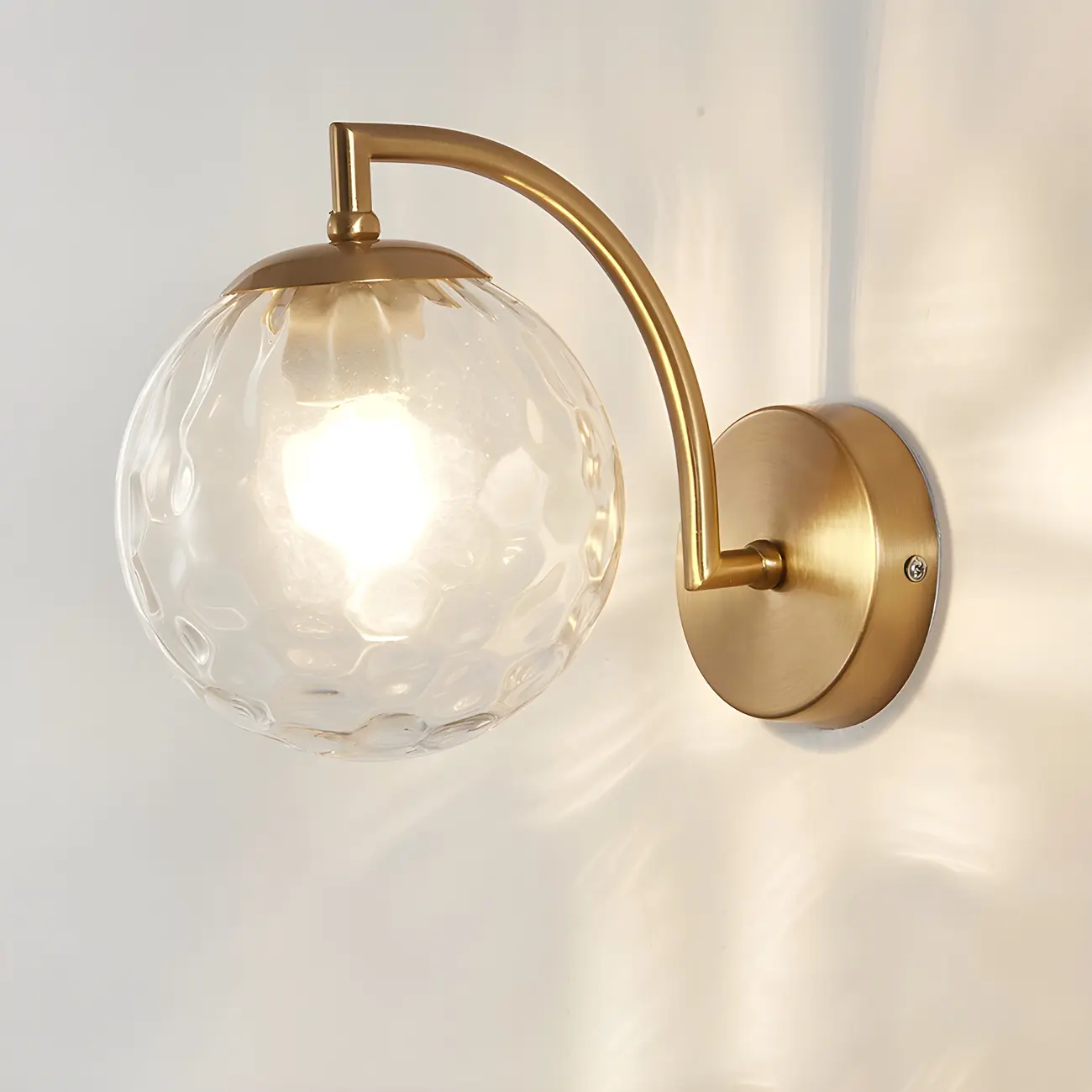 Mini Modern Globe Glass Metal Arc Vanity Wall Light Image - 18 | homeyfad