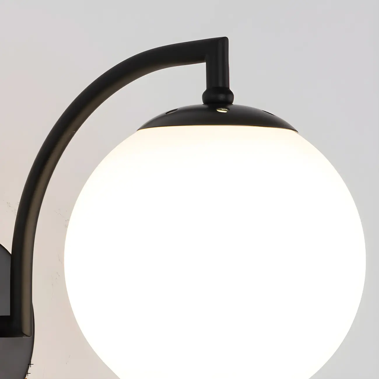 Mini Modern Globe Glass Metal Arc Vanity Wall Light Image - 22 | homeyfad