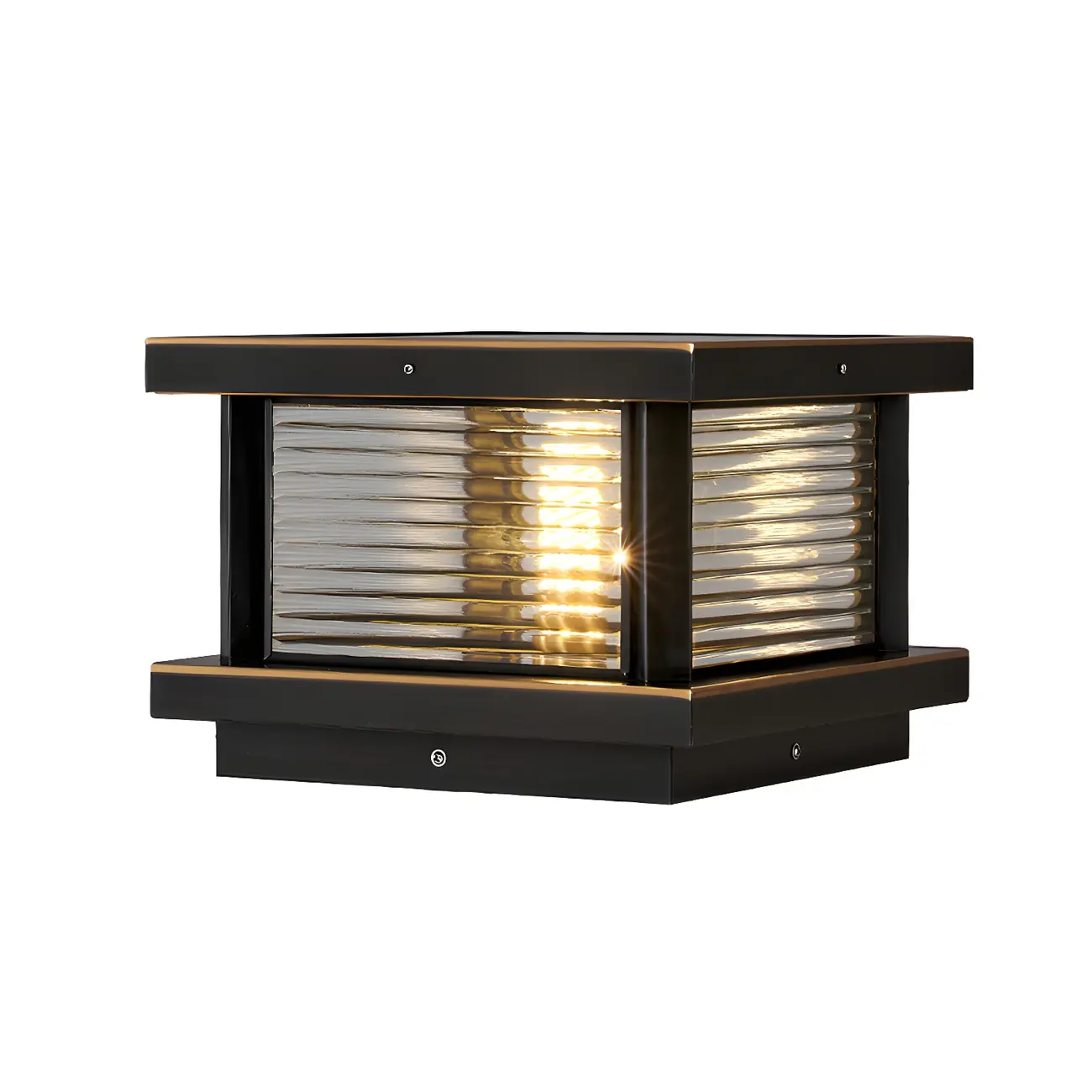 Modern Metal Glass Square Wired Post Cap Light Image - 8 | homeyfad