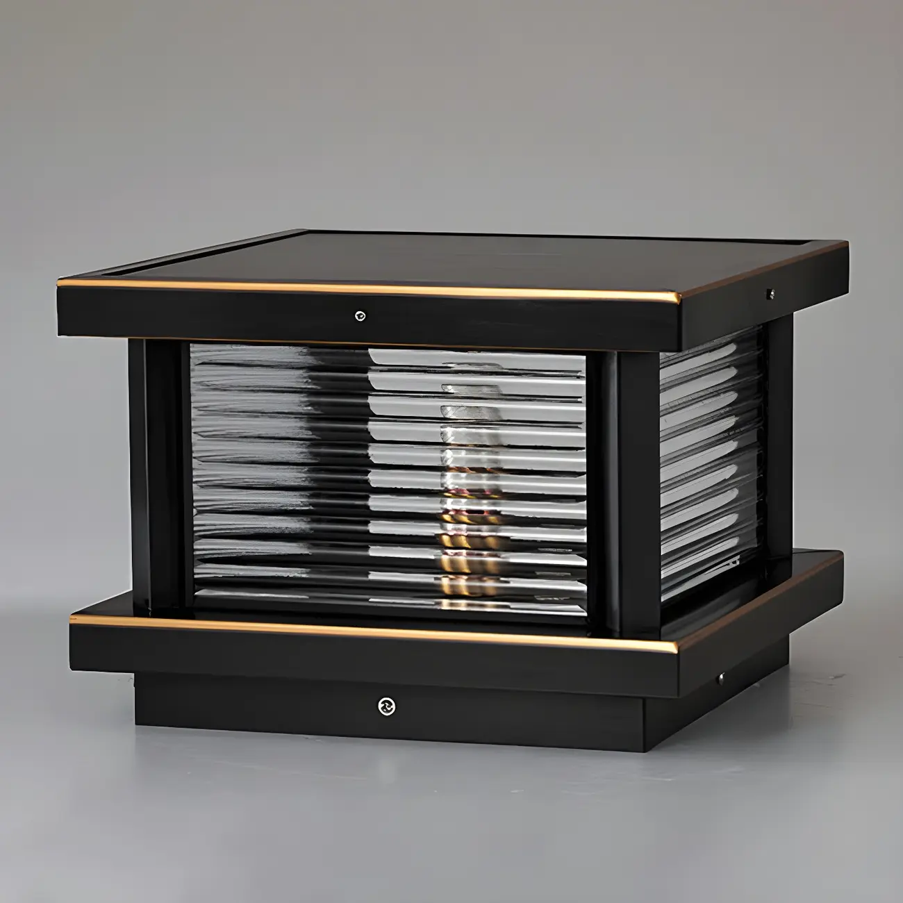 Modern Metal Glass Square Wired Post Cap Light Image - 11 | homeyfad