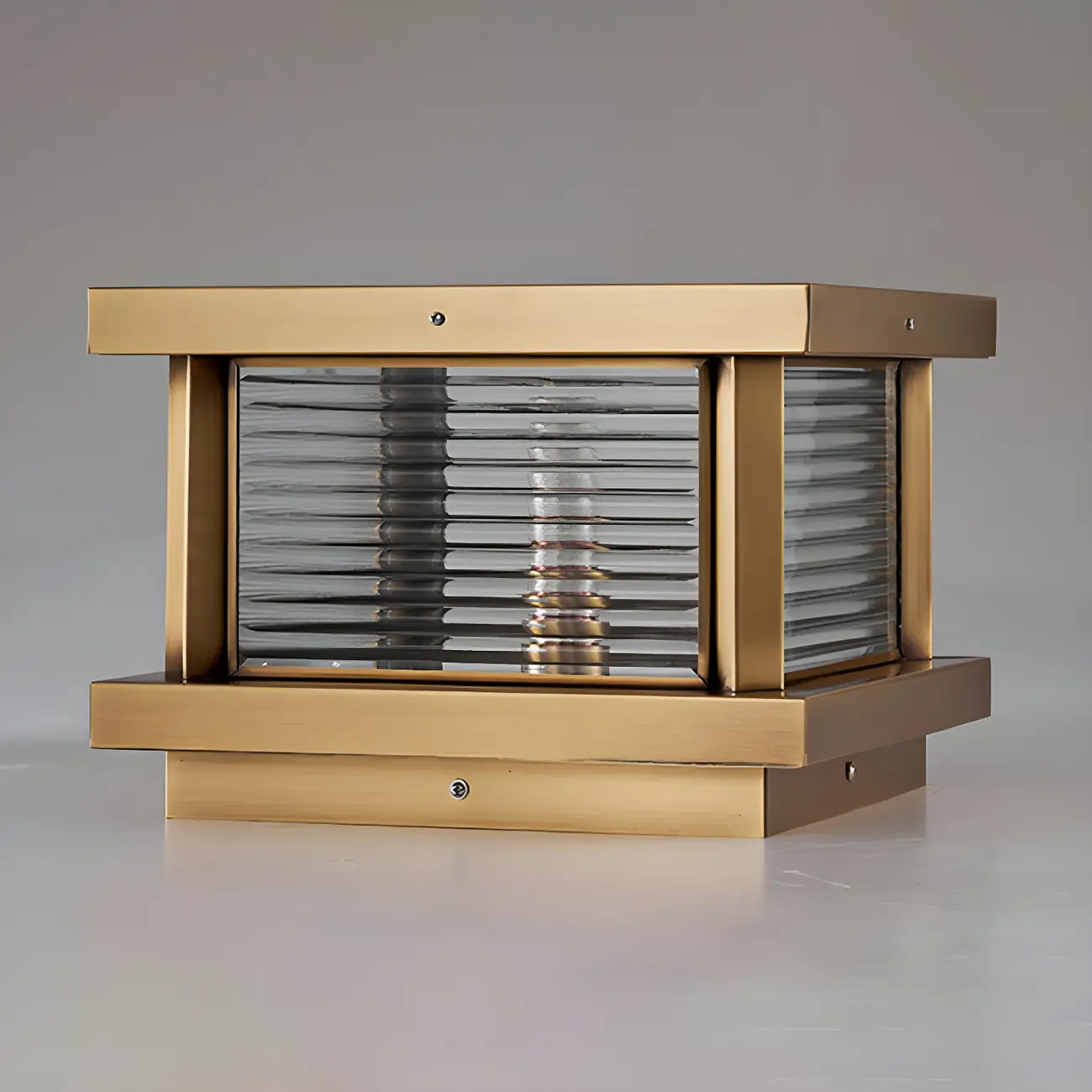 Modern Metal Glass Square Wired Post Cap Light Image - 12 | homeyfad