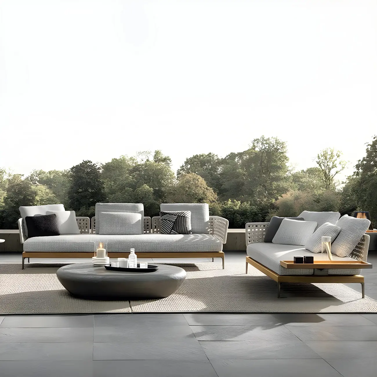 Tropical Patio Sofa Fade Resistant Metal Outdoor Patio Sofa with Cushions Image - 1 | homeyfad