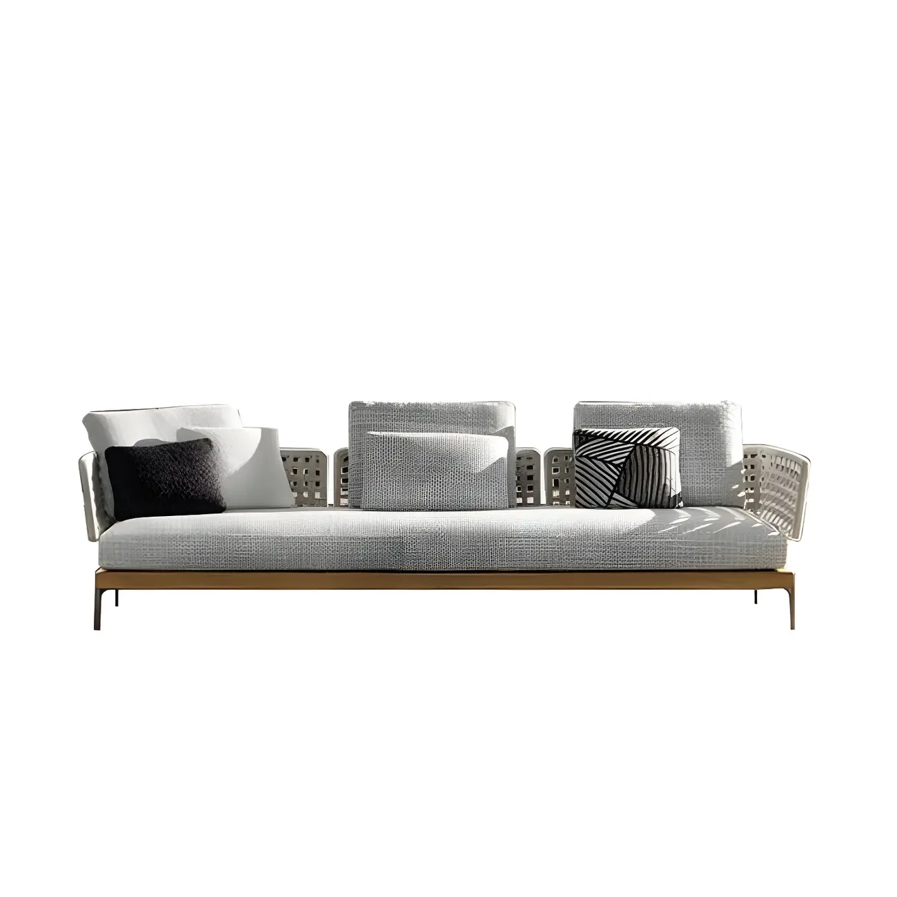 Tropical Patio Sofa Fade Resistant Metal Outdoor Patio Sofa with Cushions Image - 2 | homeyfad