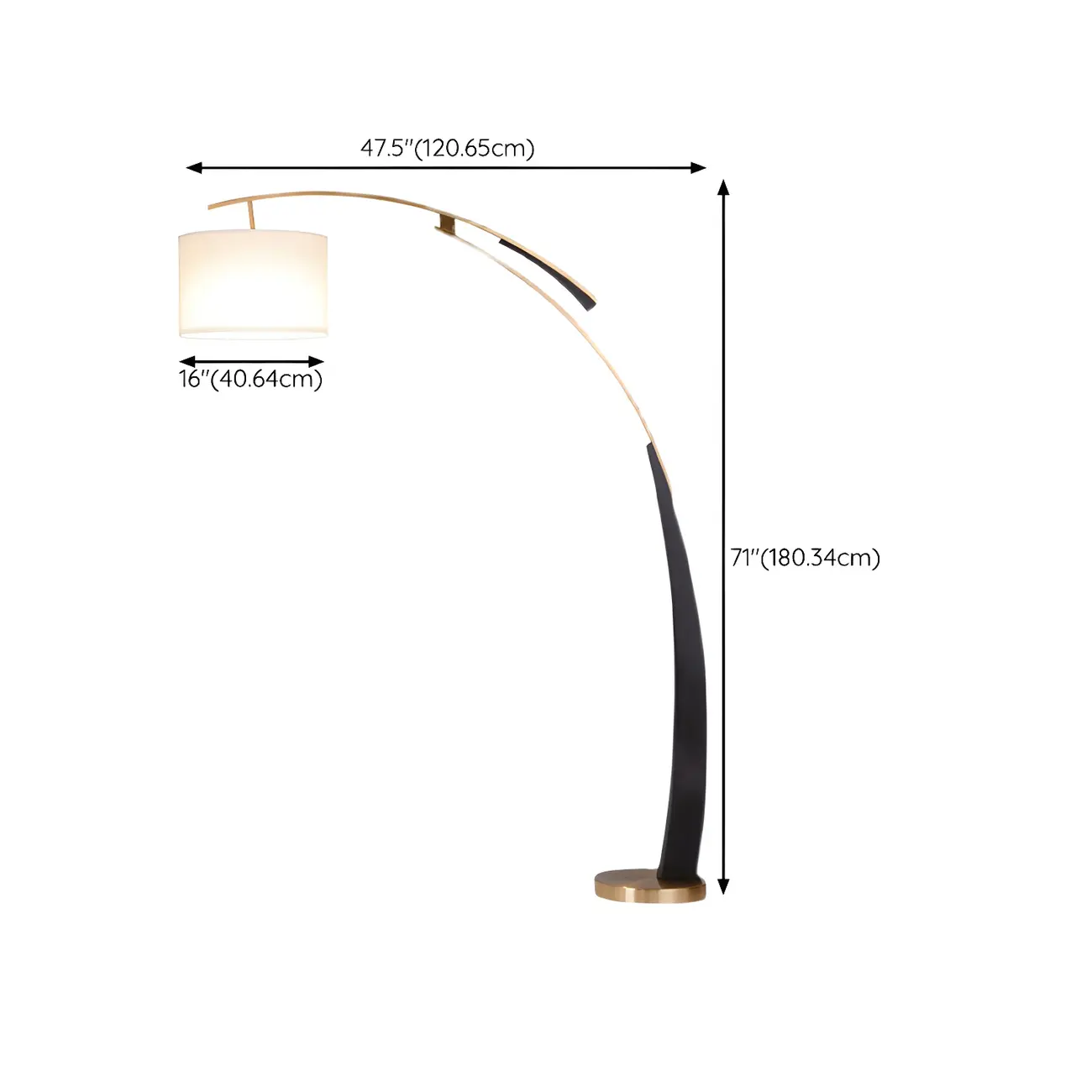 Arm Adjustable Arc Floor Lamp with Drum Shade for Living Room #size
