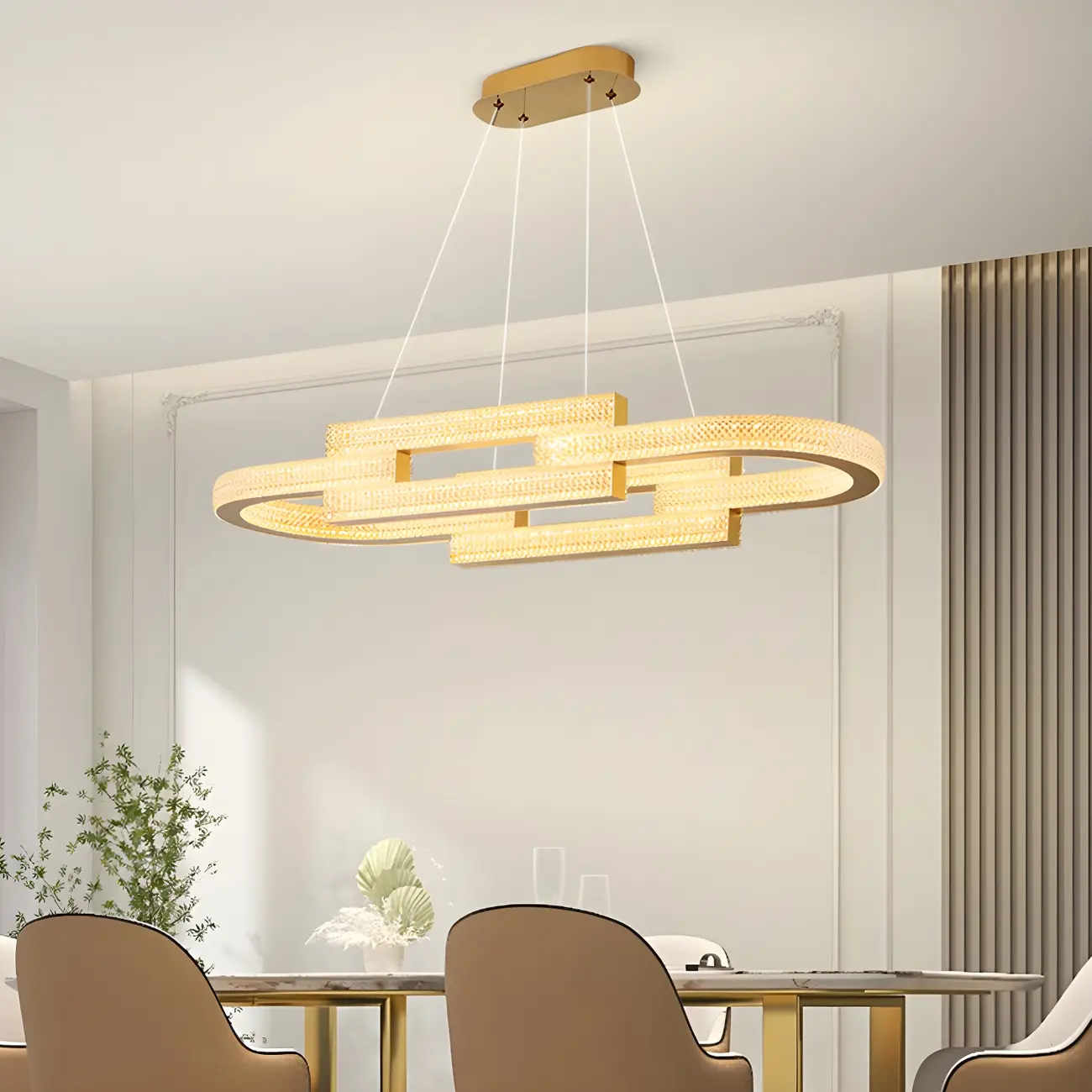 Artistic Modern Gold Oval Pendant Light for Kitchen Image - 2 | homeyfad