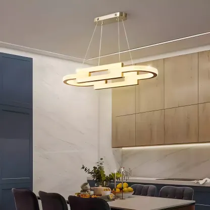 Artistic Modern Gold Oval Pendant Light for Kitchen Image - 1
