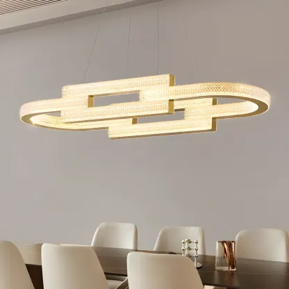 Artistic Modern Gold Oval Pendant Light for Kitchen Image - 3