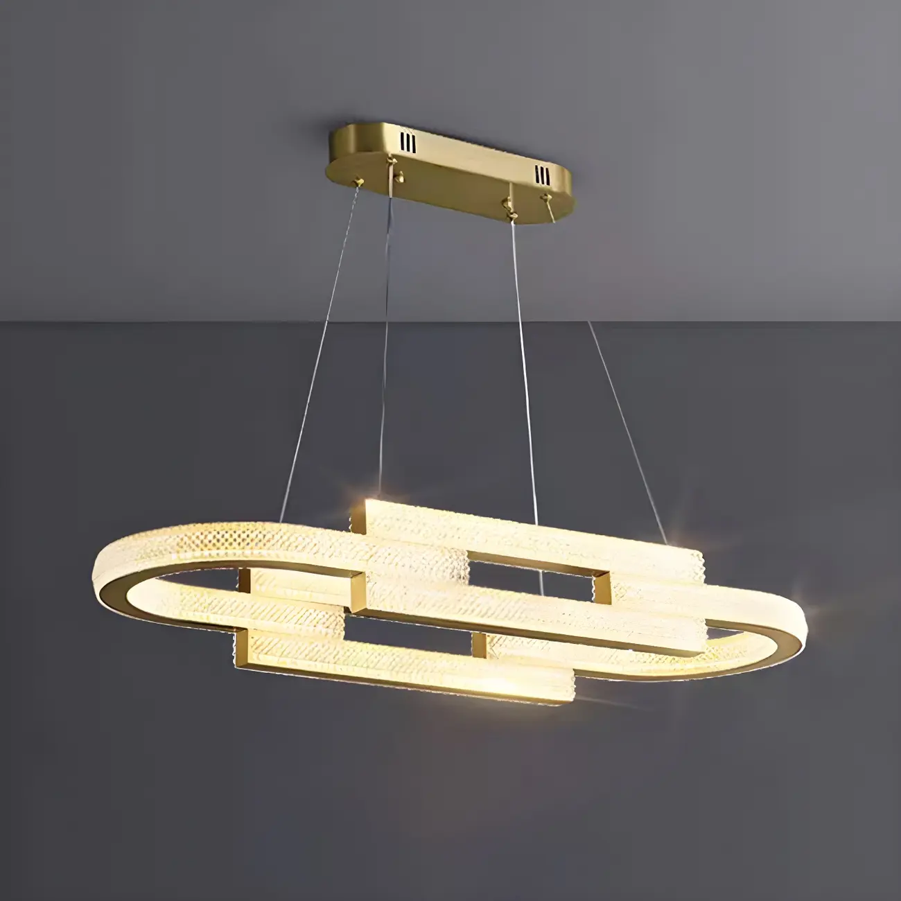 Artistic Modern Gold Oval Pendant Light for Kitchen Image - 6 | homeyfad