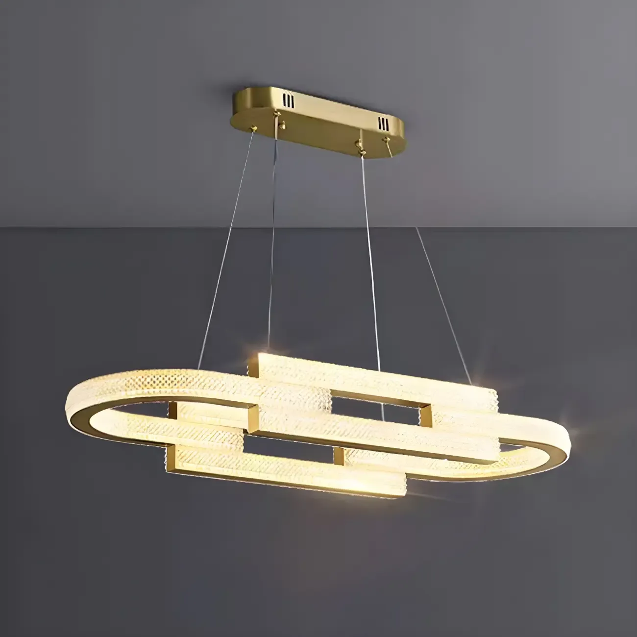 Artistic Modern Gold Oval Pendant Light for Kitchen Image - 6