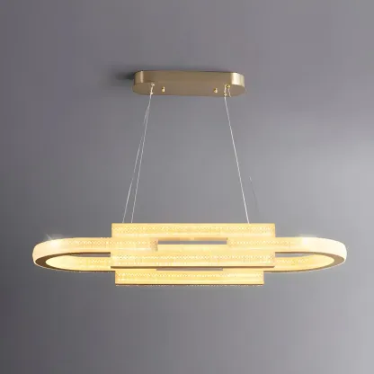 Artistic Modern Gold Oval Pendant Light for Kitchen Image - 7
