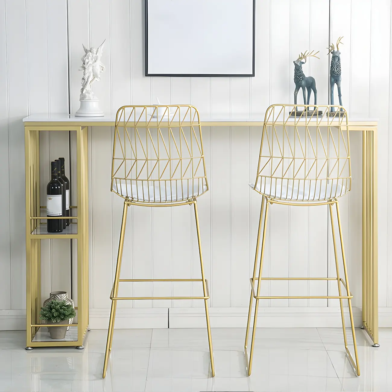 Modern White Bar Height Table Spacious Storage for Dining Image - 1 | homeyfad