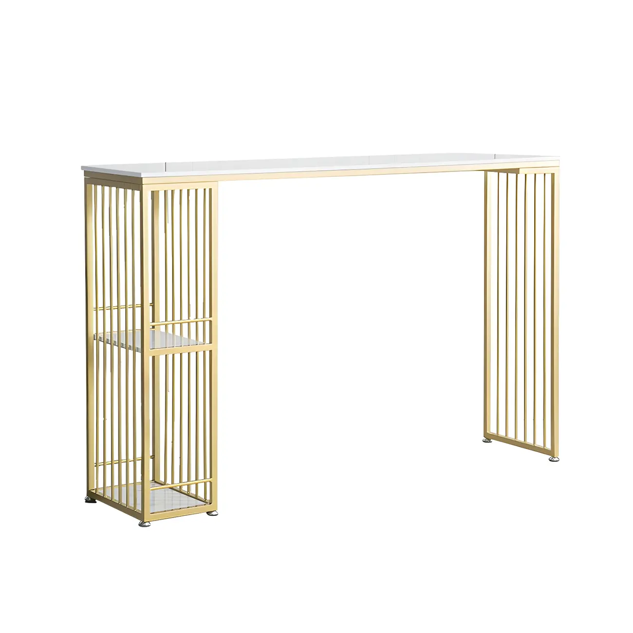 Modern White Bar Height Table Spacious Storage for Dining Image - 2 | homeyfad