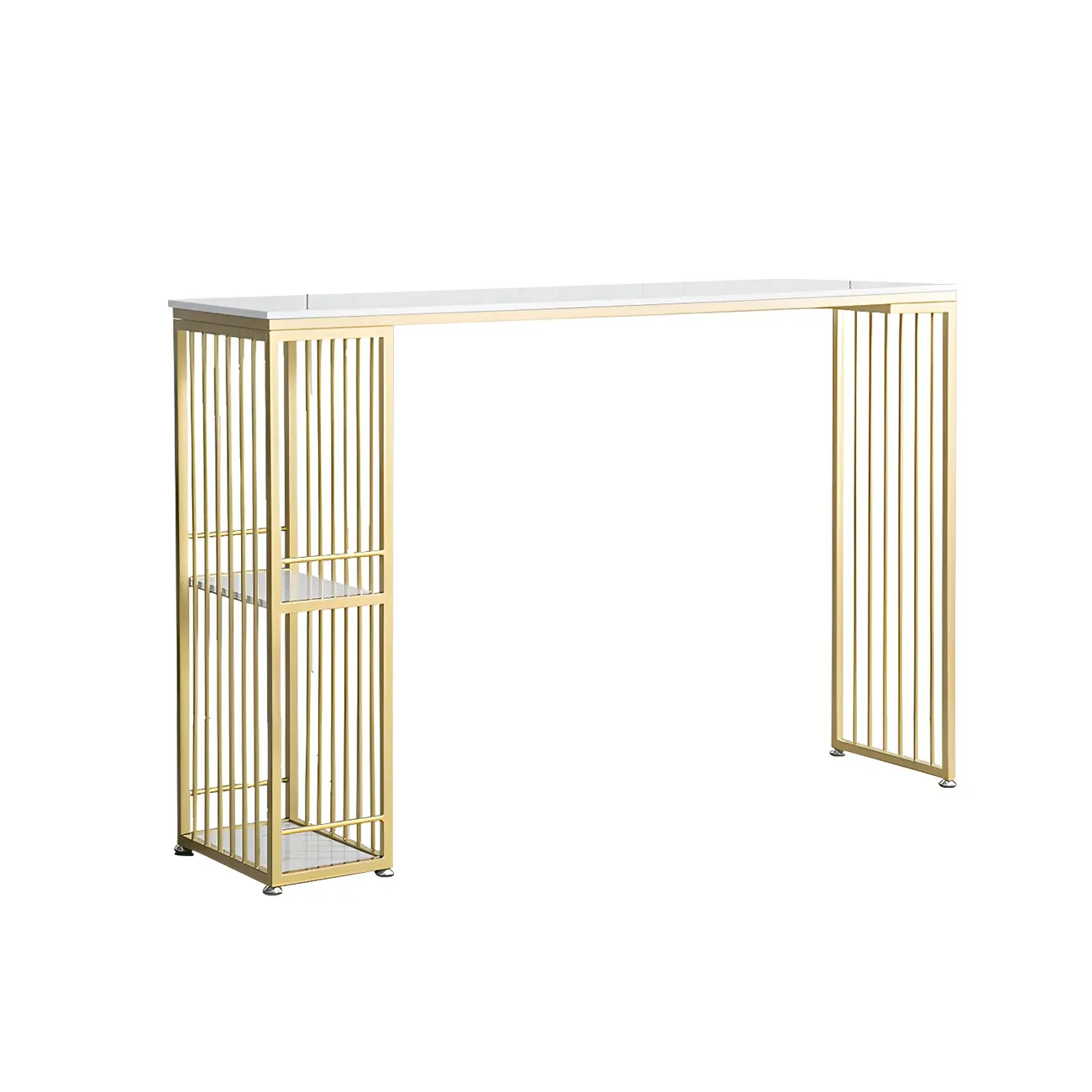 Modern White Bar Height Table Spacious Storage for Dining Image - 6 | homeyfad