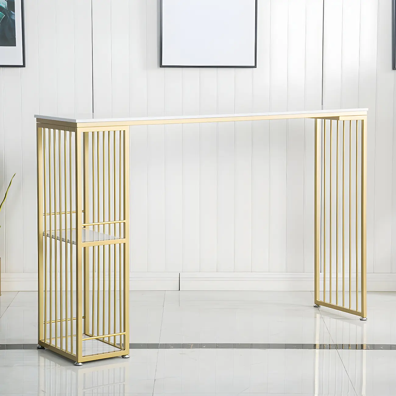 Modern White Bar Height Table Spacious Storage for Dining Image - 10 | homeyfad