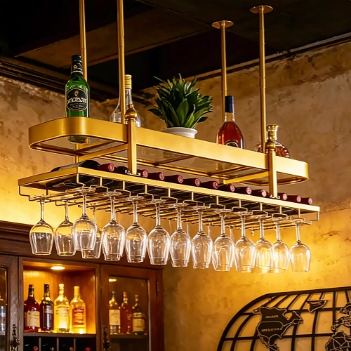 kitchen island with glass holder