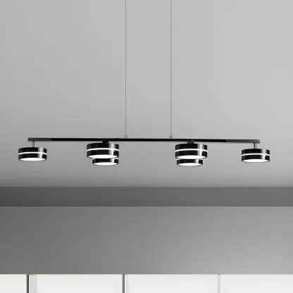 Modern Black LED Metal Linear Pendant for Kitchen Area Image - 2