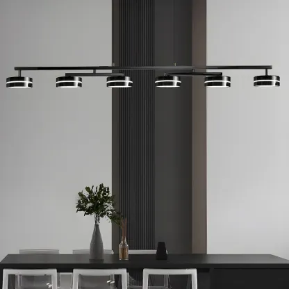 Modern Black LED Metal Linear Pendant for Kitchen Area Image - 4