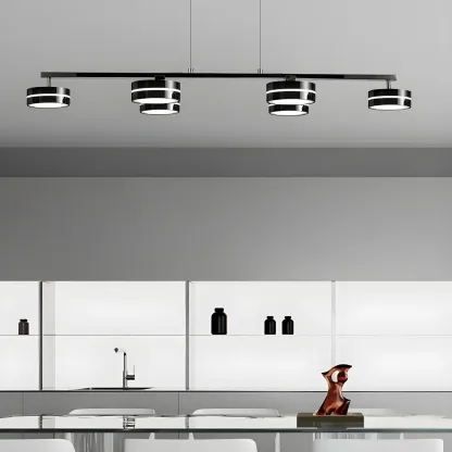 Modern Black LED Metal Linear Pendant for Kitchen Area Image - 1