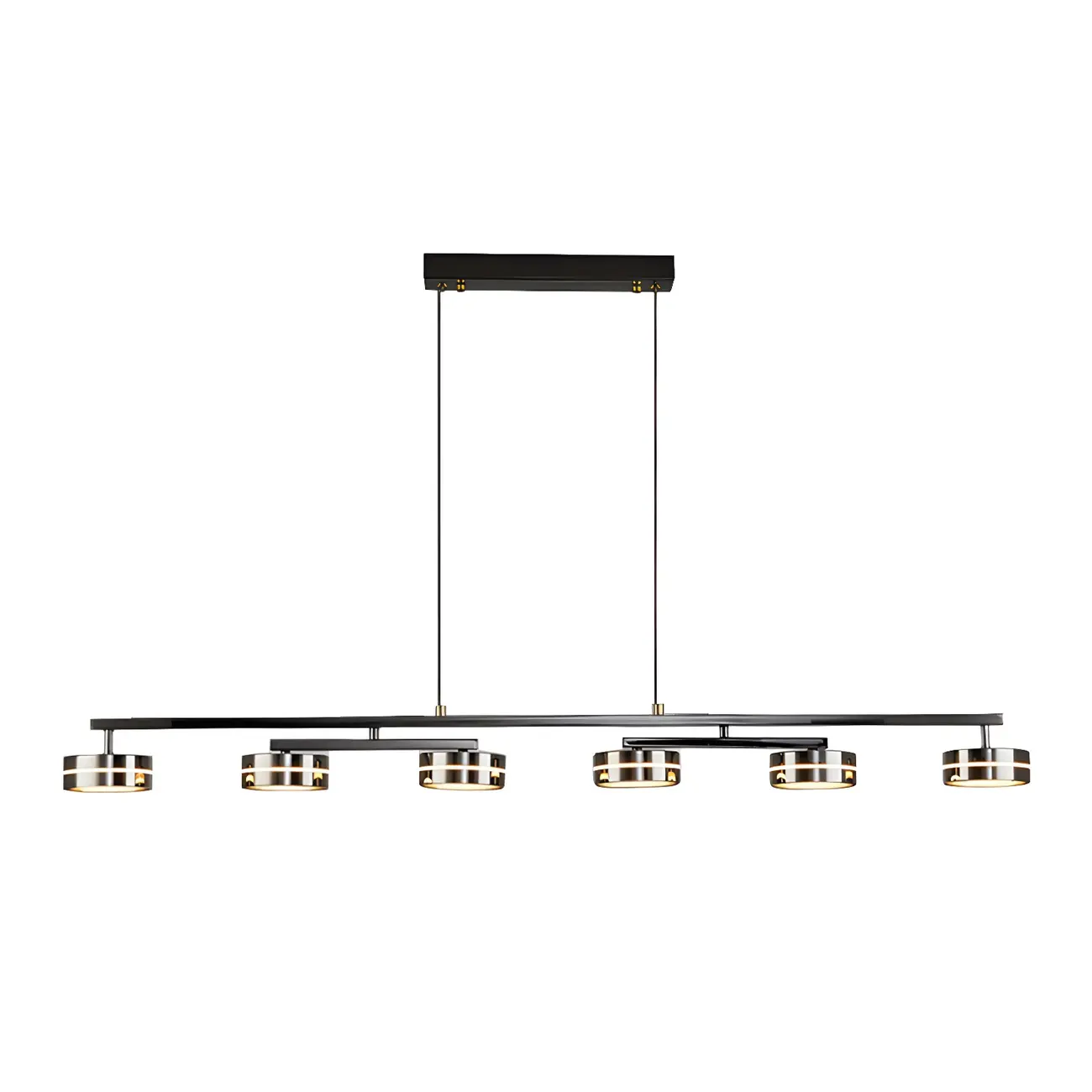 Modern Black LED Metal Linear Pendant for Kitchen Area Image - 5 | homeyfad