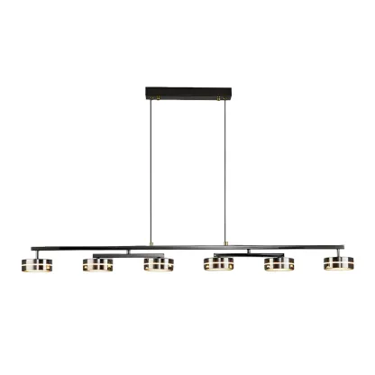 Modern Black LED Metal Linear Pendant for Kitchen Area Image - 5