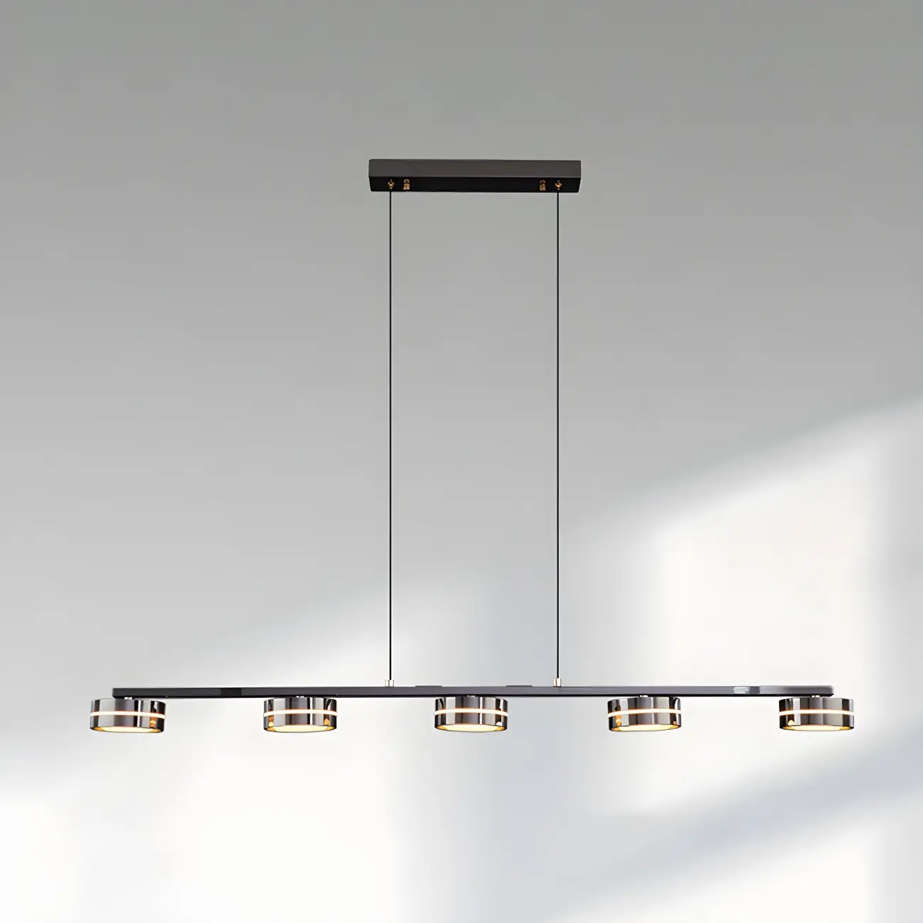 Modern Black LED Metal Linear Pendant for Kitchen Area Image - 6 | homeyfad