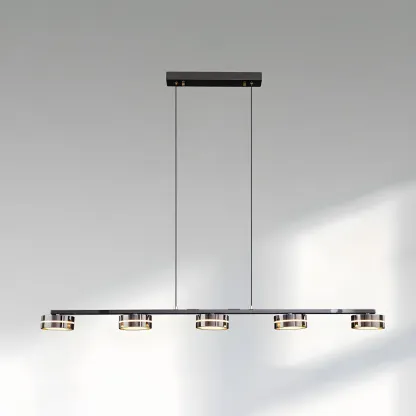 Modern Black LED Metal Linear Pendant for Kitchen Area Image - 6