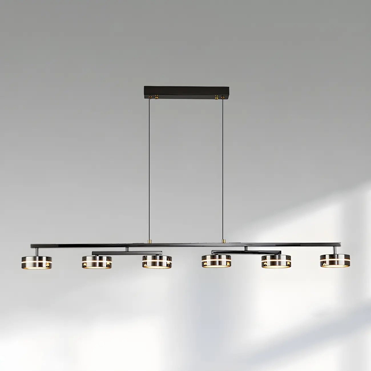 Modern Black LED Metal Linear Pendant for Kitchen Area Image - 7 | homeyfad