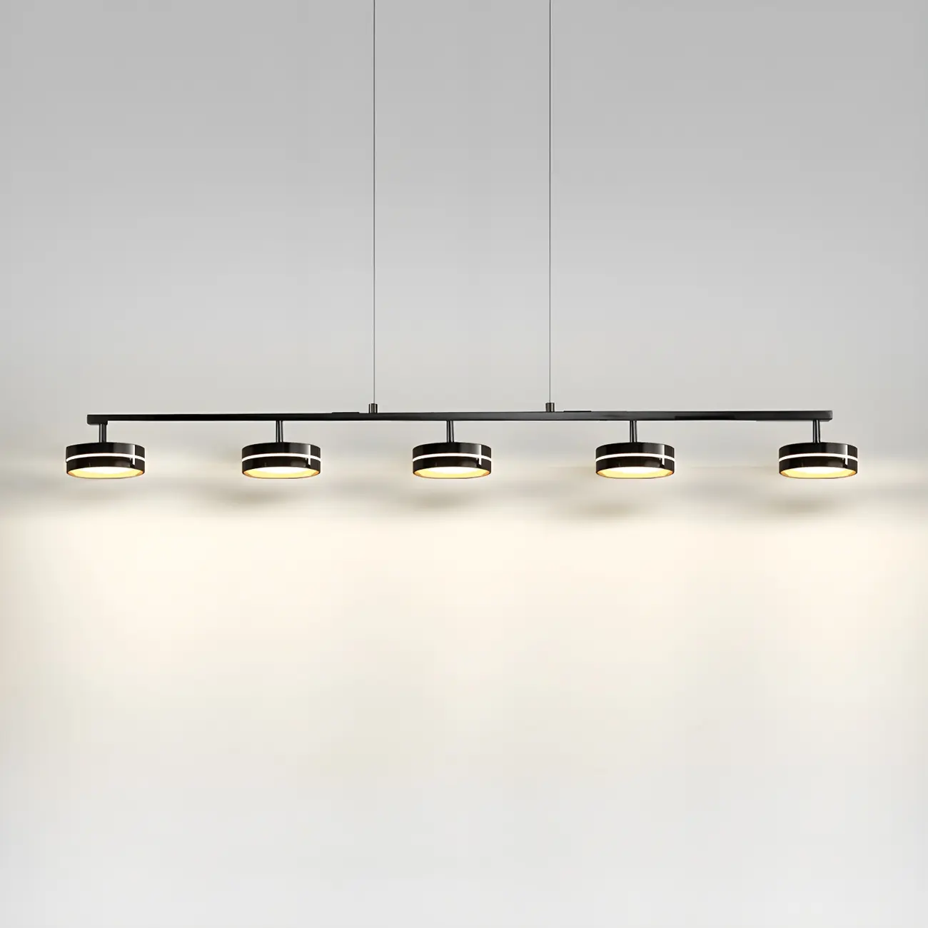 Modern Black LED Metal Linear Pendant for Kitchen Area Image - 8 | homeyfad