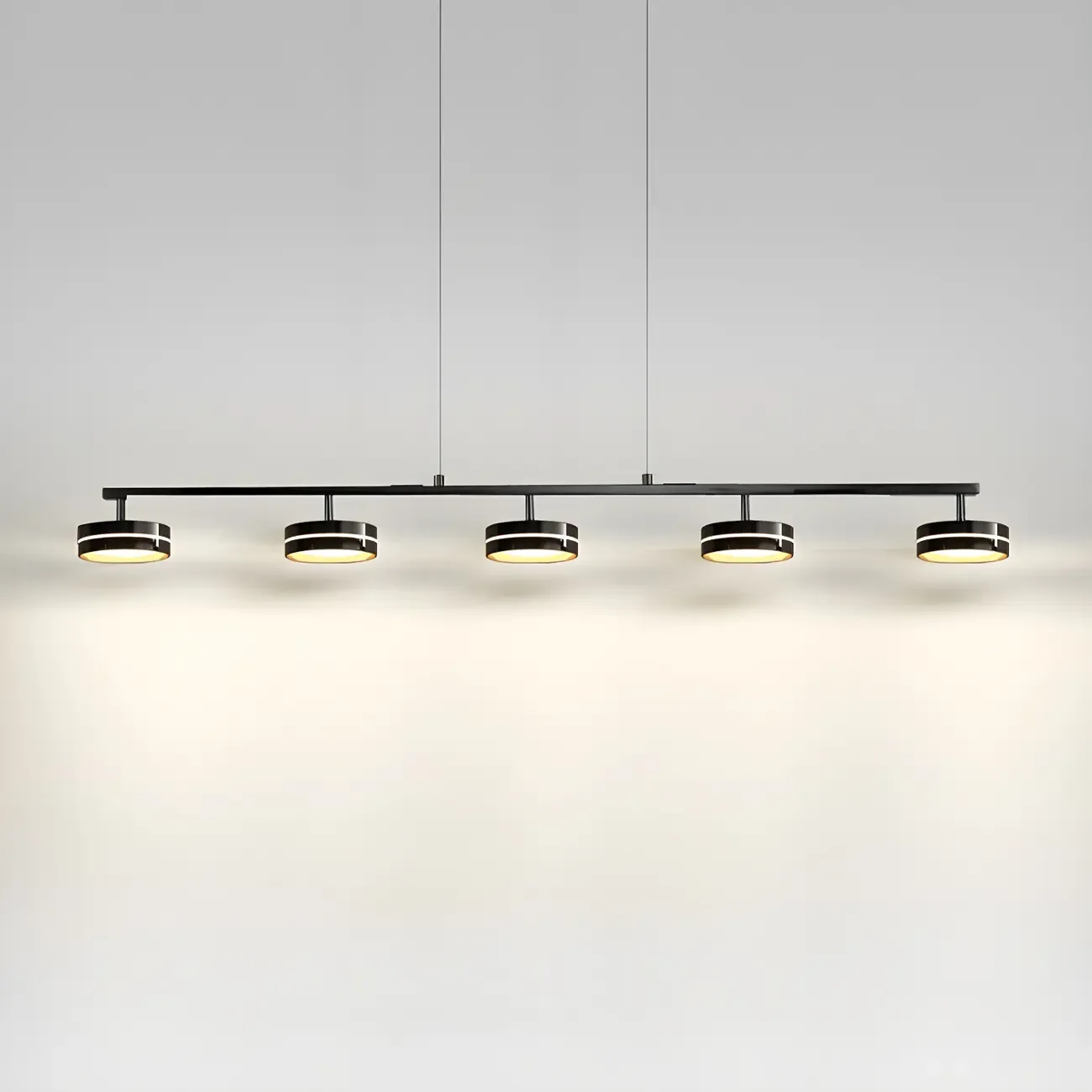 Modern Black LED Metal Linear Pendant for Kitchen Area Image - 8