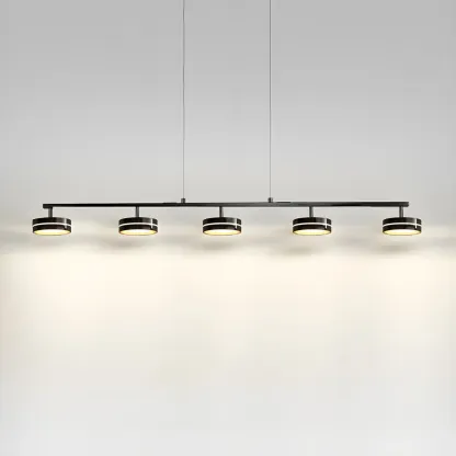 Modern Black LED Metal Linear Pendant for Kitchen Area Image - 8