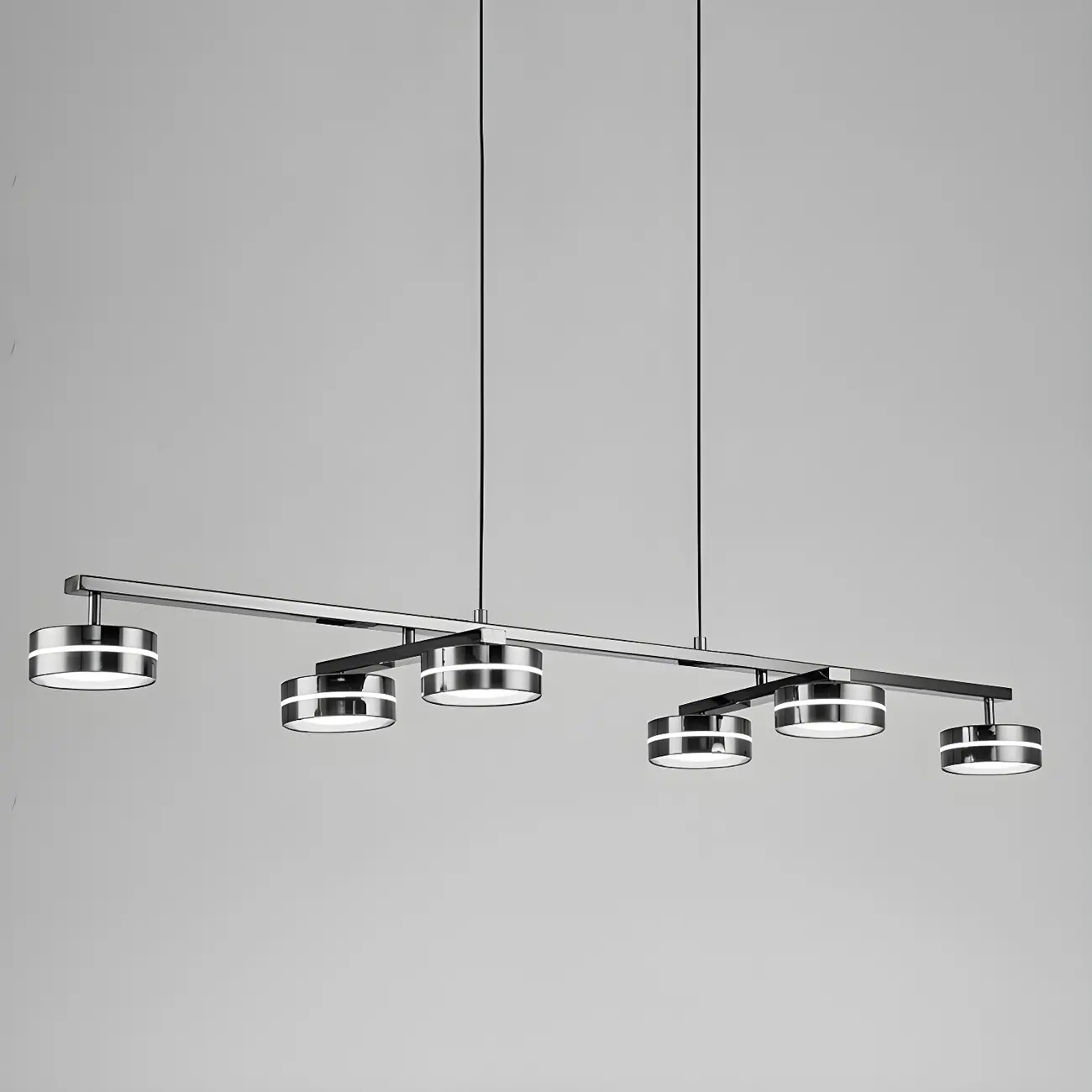 Modern Black LED Metal Linear Pendant for Kitchen Area Image - 9 | homeyfad